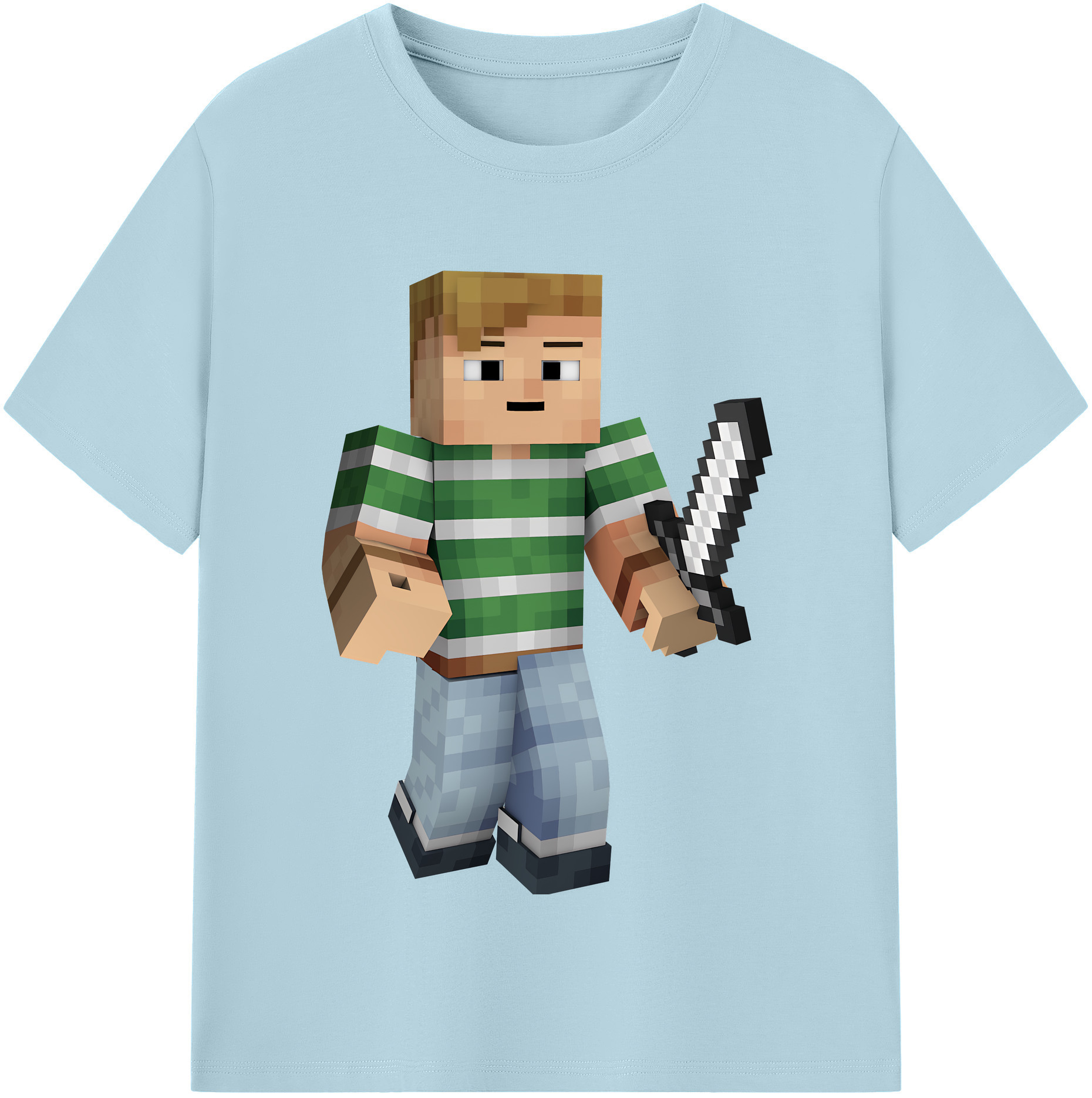 （画像用） マインクラフト ブロックの世界 Minecraft MC Block world 綿100％半袖Tシャツ（フロントプリント）